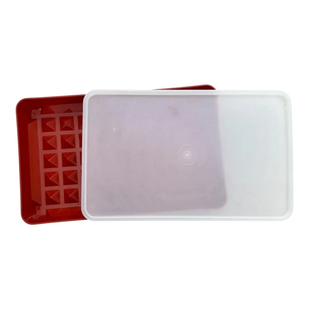 Vintage 1980's Tupperware Red Bacon Deli Keeper Rectangular Container with Lid
